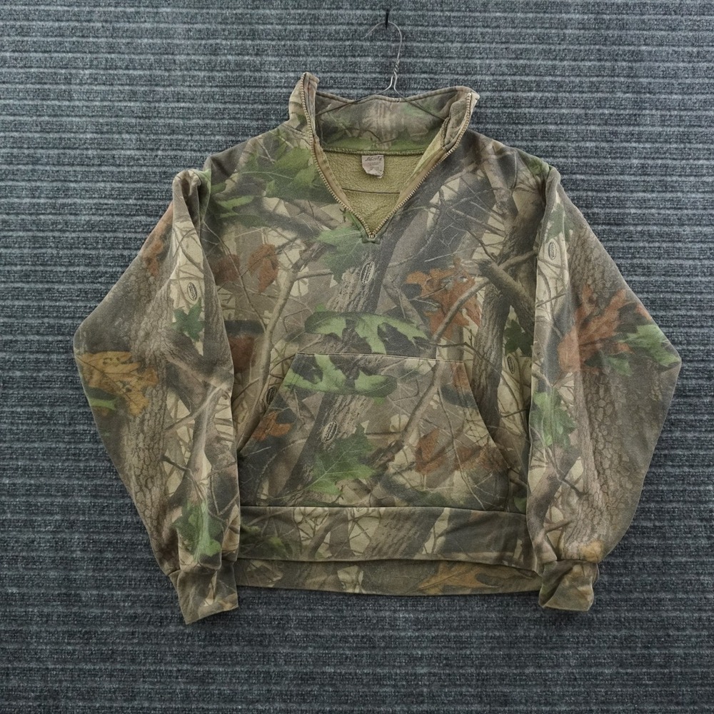 Liberty Quarter Zip Sweatshirt Mens Medium Camo 90s Vintage Realtree Hardwoods